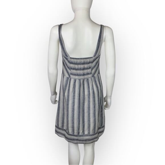 Kimchi Blue Gray Striped Sundress Linen & Cotton Blend Sweetheart Neckline - Picture 4 of 6